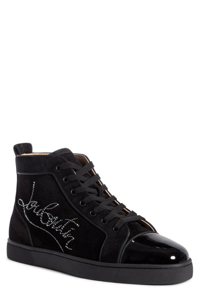 Shop Christian Louboutin Louis Strass Sneaker In Version Black