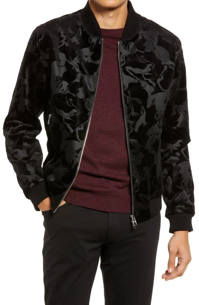 Kalkun ekstensivt favor Hugo Boss Jacquard Velvet Slim Fit Bomber Jacket In Black | ModeSens