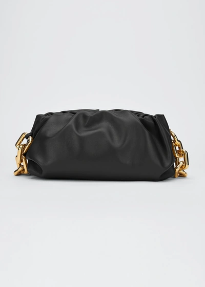 Shop Bottega Veneta Medium Ruched Napa Chain Pouch Bag In Black/gold