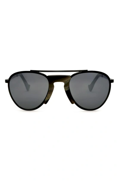 Shop Grey Ant Pete's Hotel 55mm Aviator Sunglasses In Black/ Silver