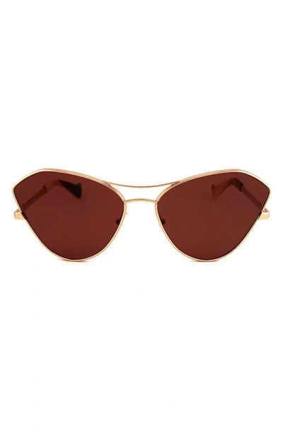 Shop Grey Ant Fluxus 65mm Cat Eye Sunglasses In Gold/ Brown