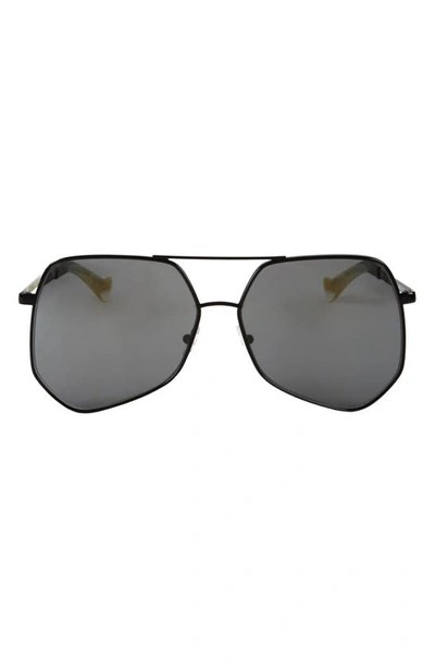 Shop Grey Ant Megalast 59mm Aviator Sunglasses In Black/ Blue