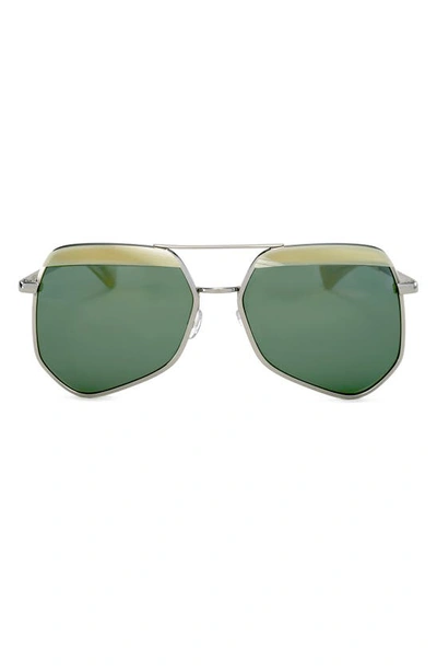 Shop Grey Ant Hexcelled 59mm Aviator Sunglasses In Silver/ Green