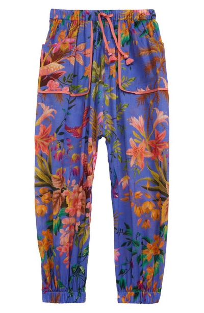 Shop Zimmermann Kids' Tropicana Print Cotton Pants In Blue Floral