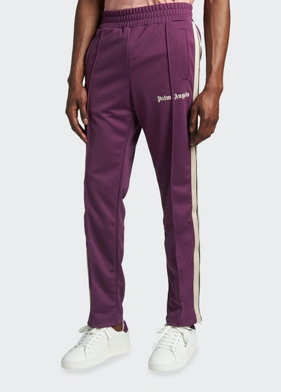 Shop Palm Angels Men's Classic Side-stripe Track Pants In Burgundy Off Whit