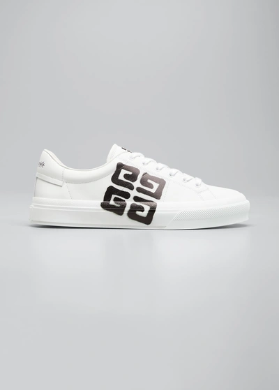 Shop Givenchy X Chito Men's City Court Logo Graffiti Low-top Sneakers In White/black