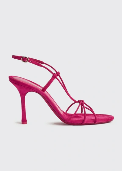 Shop Victoria Beckham Gaia Strappy Suede Slingback Sandals In Bright Pink