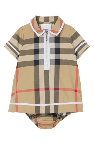 Shop Burberry Orly Check Stretch Cotton Dress In Archive Beige Ip Chk