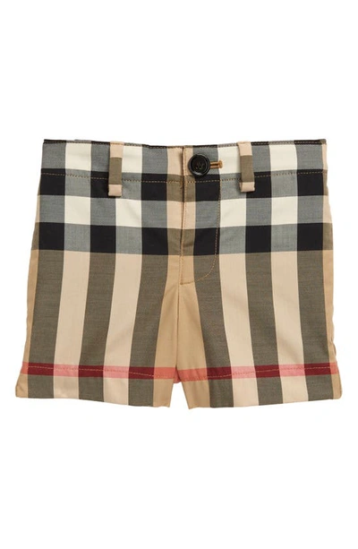Shop Burberry Kids' Royston Check Stretch Cotton Shorts In Archive Beige Ip Chk