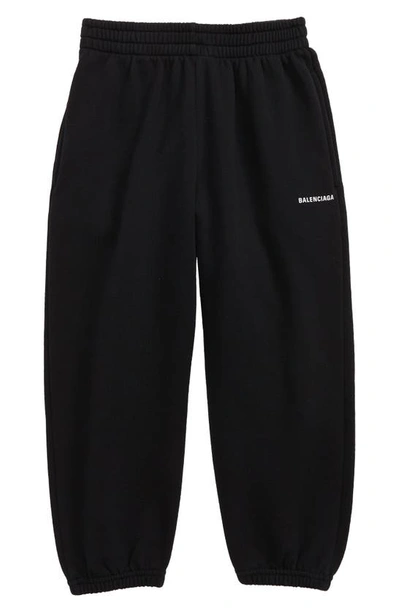 Shop Balenciaga Kids' Logo Cotton Joggers In Black/white