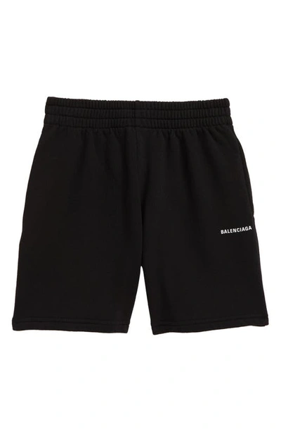 Shop Balenciaga Kids' Logo Cotton Sweat Shorts In Black/white