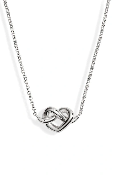 Shop Kate Spade Loves Me Knot Mini Pendant Necklace In Silver