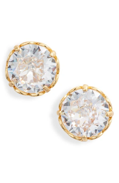 Shop Kate Spade That Sparkle Round Stud Earrings In Clear/ Gold