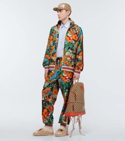 Shop Gucci The North Face X  Floral Sweatpants In Black/orange/multico
