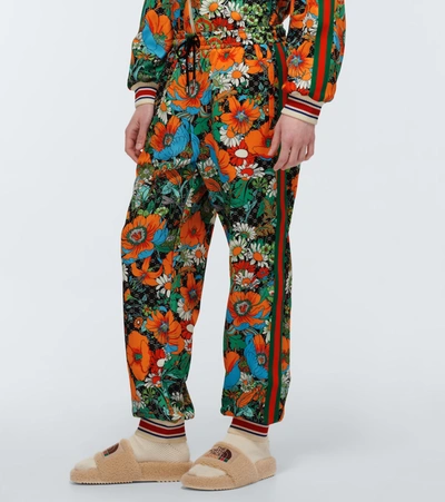 Shop Gucci The North Face X  Floral Sweatpants In Black/orange/multico