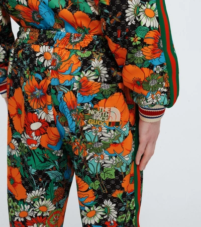 Shop Gucci The North Face X  Floral Sweatpants In Black/orange/multico