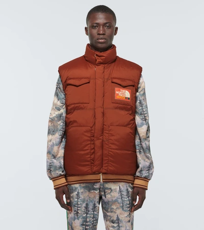 Gucci X The North Face Padded Ripstop Gilet In Brandy Brown | ModeSens