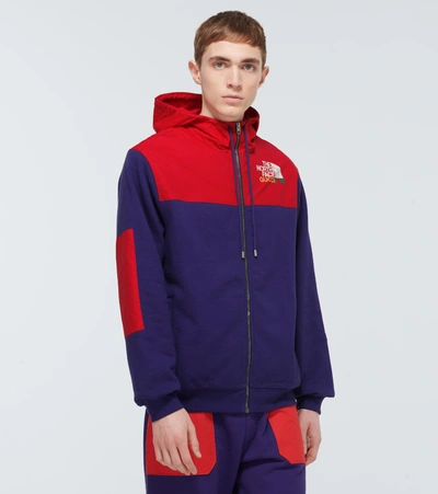 Shop Gucci The North Face X  Zipped Jacket In Vintage Ink/red/mc