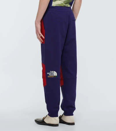 Shop Gucci The North Face X  Cotton Sweatpants In Vintage Ink/red/mc