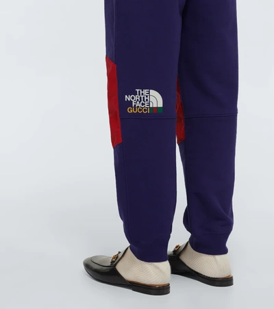 Shop Gucci The North Face X  Cotton Sweatpants In Vintage Ink/red/mc