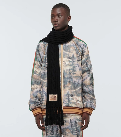 Shop Gucci The North Face X  Wool Scarf In Black