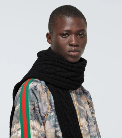 Shop Gucci The North Face X  Wool Scarf In Black