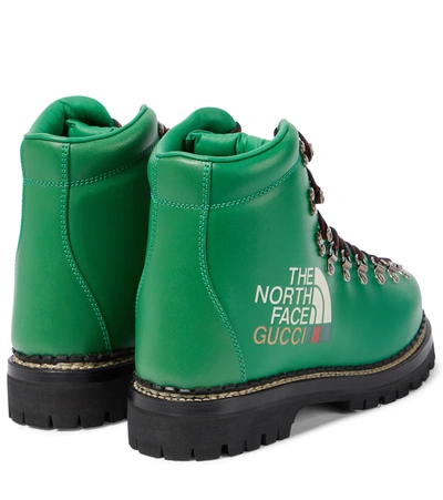Shop Gucci X The North Face Leather Combat Boots In N.shamarock/n.shamar