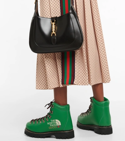 Shop Gucci X The North Face Leather Combat Boots In N.shamarock/n.shamar
