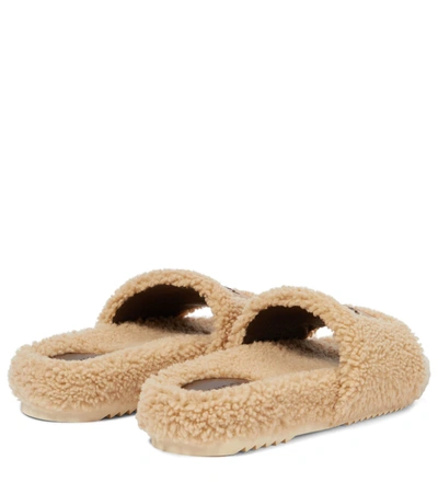 Shop Gucci X The North Face Shearling Slides In Butterscotch