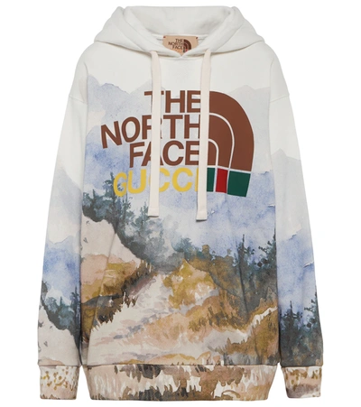 Shop Gucci X The North Face Cotton Hoodie In Dark Green/ivory/mc