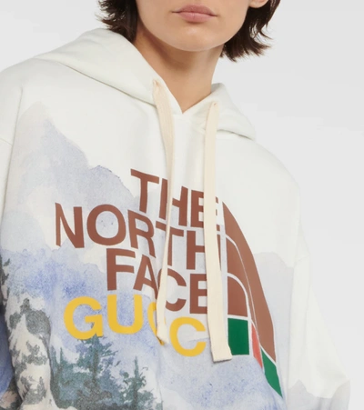 Shop Gucci X The North Face Cotton Hoodie In Dark Green/ivory/mc