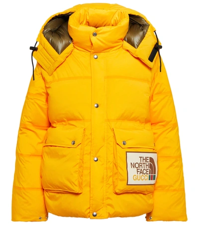 Shop Gucci X The North Face Quilted Down Jacket In Summit Gold