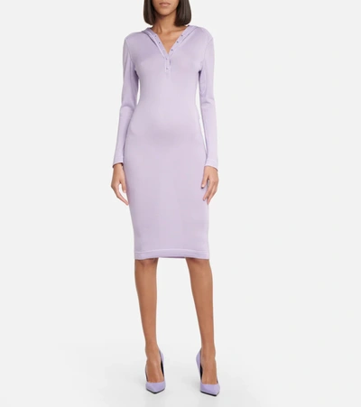 Shop Tom Ford Cashmere And Silk Hoodie Midi Dress In Lilac