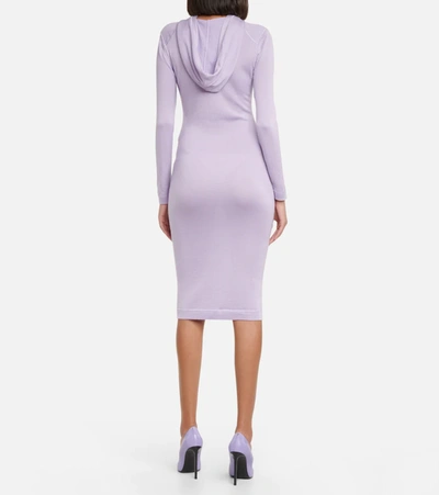Shop Tom Ford Cashmere And Silk Hoodie Midi Dress In Lilac