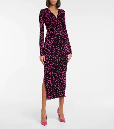 Shop Tom Ford Leopard-print Midi Dress In Pink & Black