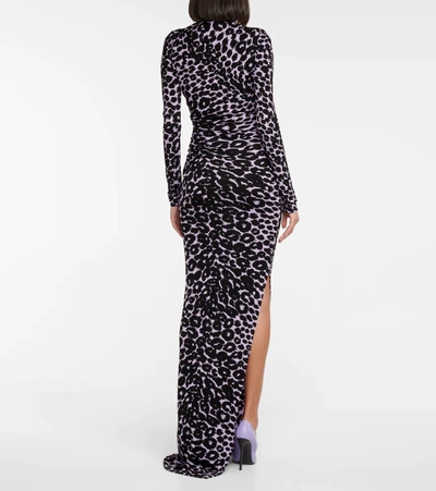 Shop Tom Ford Leopard-print Gown In Iris & Black