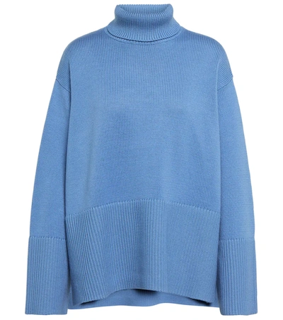 Shop Totême Wool And Cotton Turtleneck Sweater In Bolt Blue