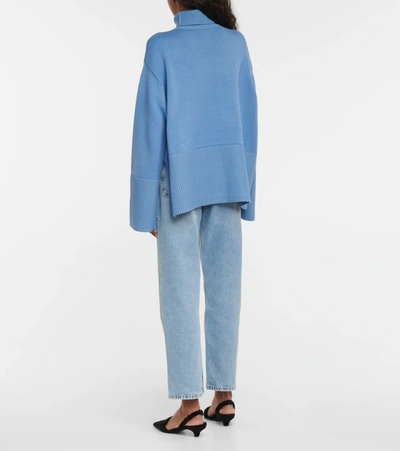 Shop Totême Wool And Cotton Turtleneck Sweater In Bolt Blue