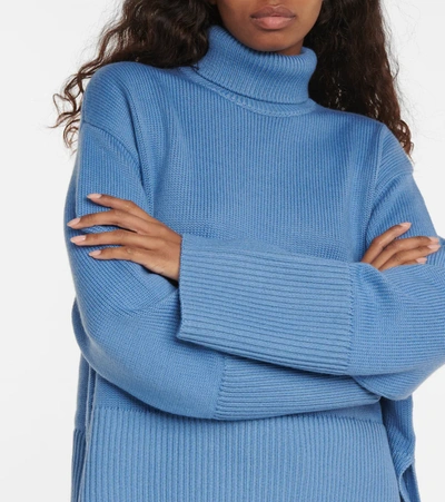 Shop Totême Wool And Cotton Turtleneck Sweater In Bolt Blue