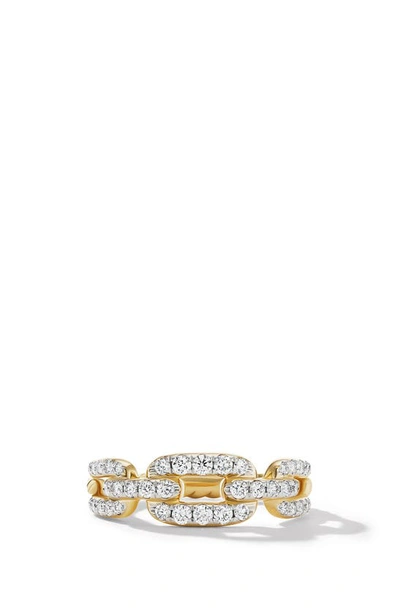 Shop David Yurman Stax Diamond Chain Link Ring In Yellow Gold