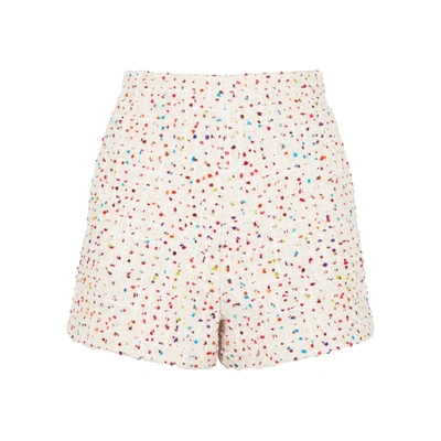 Shop Valentino Ivory Flecked Bouclé Tweed Shorts In White