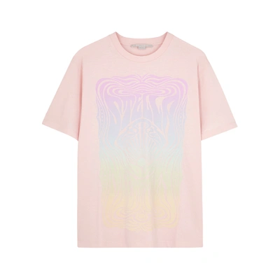 Shop Stella Mccartney Pink Flocked Cotton T-shirt In Light Pink