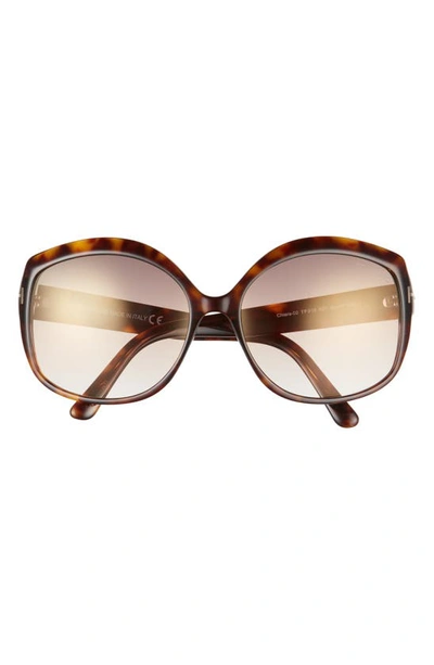 Shop Tom Ford Chiara-02 56mm Round Sunglasses In Havana Brown