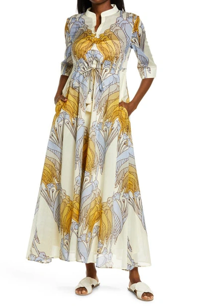 Tory Burch Printed Cotton Voile Shirtdress In Beige | ModeSens