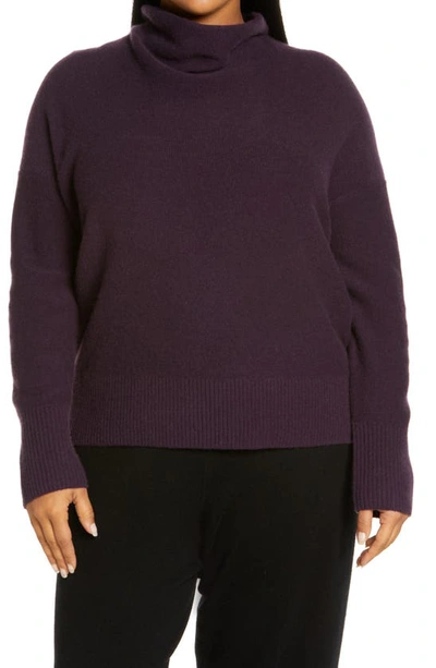 Shop Vince Boiled Cowl Neck Cashmere Sweater In Dk Mulberry