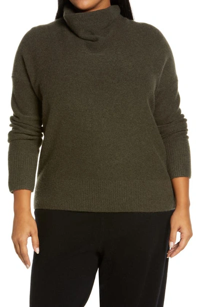 Shop Vince Boiled Cowl Neck Cashmere Sweater In H Eden