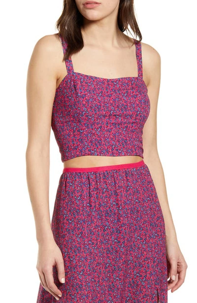 Shop French Connection Crop Tank Top In Verona Raspberry Sorbet Multi