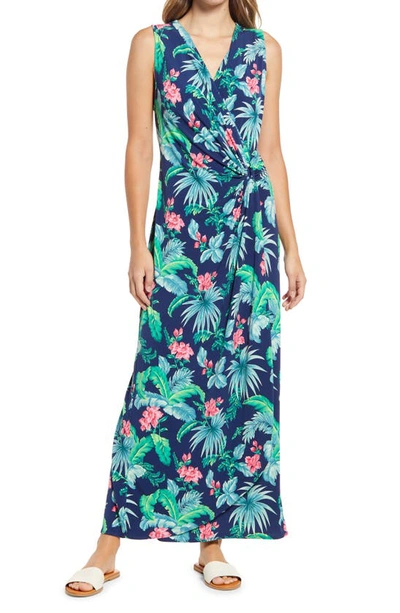 Shop Tommy Bahama Clara Floral Isle Sleeveless Knit Maxi Dress In Island Navy