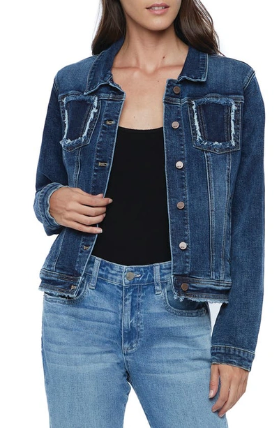 Shop Wash Lab Denim Sammy Frayed Denim Jacket In Atlantic Blue