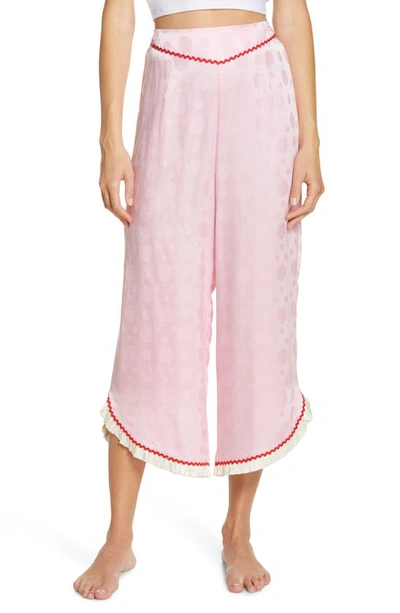 Shop Morgan Lane Margo Ruffle Trim Pajama Pants In Plump Pink